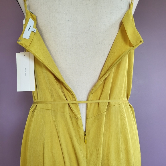 NWT Vince Golden Yellow V-Neck Cami Cropped Wide Leg Silky Jumpsuit - Picture 12 of 16